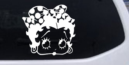 Betty Boop Head with Polka Dot Bow Lady Biker Cartoons Car or Truck Window Decal Sticker