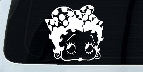 Betty Boop Head with Polka Dot Bow Lady Biker Cartoons Car or Truck Window Decal Sticker