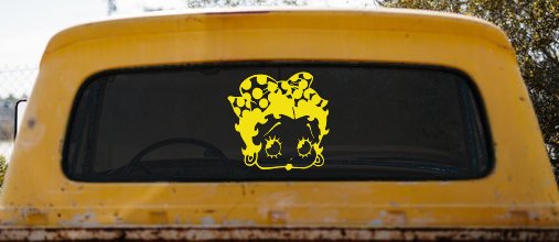 Betty Boop Head with Polka Dot Bow Lady Biker Cartoons Car or Truck Window Decal Sticker (Yellow)