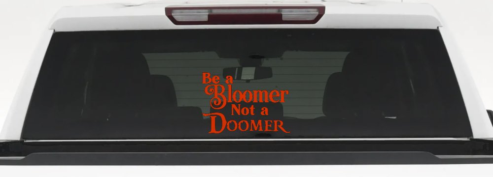 Be A Bloomer Not A Doomer Motivational Words Car or Truck Window Decal Sticker (Orange Red)