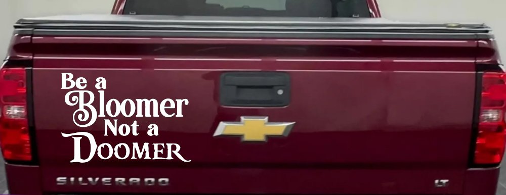 Be A Bloomer Not A Doomer Motivational Words Car or Truck Window Decal Sticker