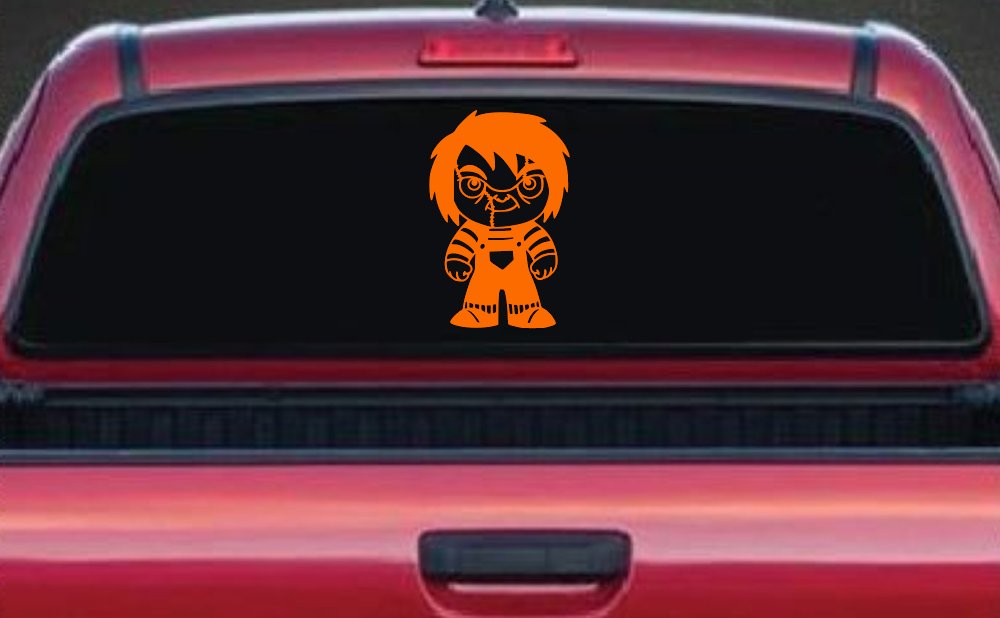 Baby Kid Chucky Doll Gothic Halloween Car or Truck Window Vinyl Decal Sticker (Orange)