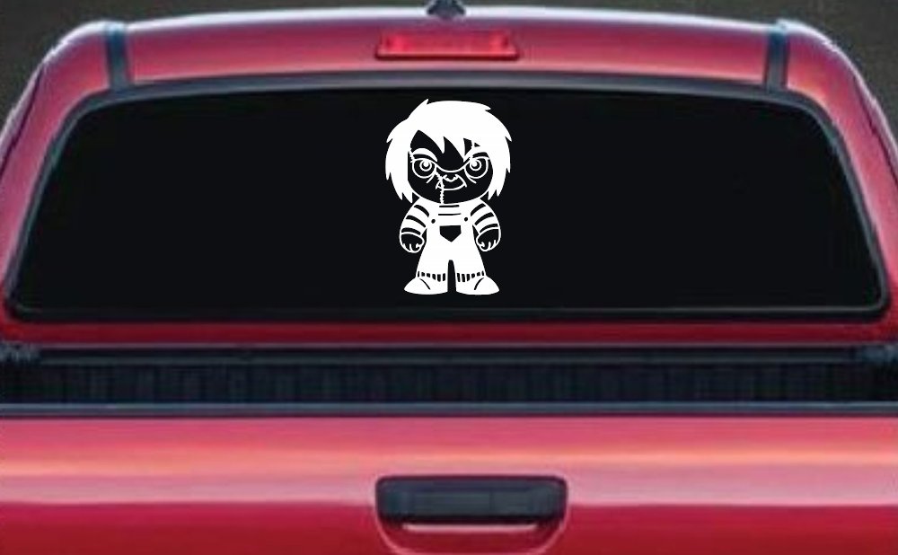 Baby Kid Chucky Doll Gothic Halloween Car or Truck Window Decal Sticker (White)
