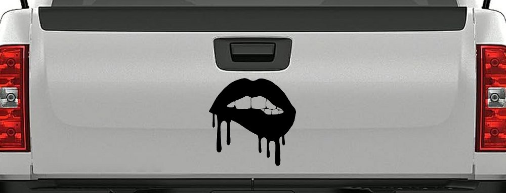 Biting Bleeding Lips Gothic Halloween Car or Truck Window Decal Sticker