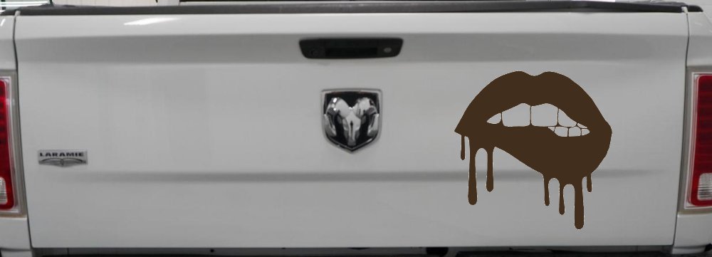 Biting Bleeding Lips Gothic Halloween Car or Truck Window Decal Sticker
