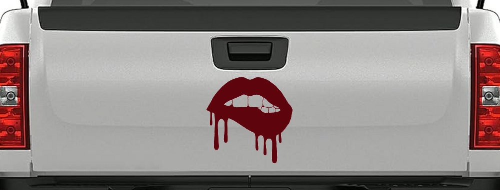 Biting Bleeding Lips Gothic Halloween Car or Truck Window Decal Sticker