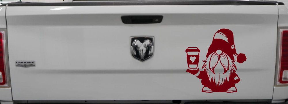 Gnome Love Coffee Heart Car or Truck Window Decal Sticker