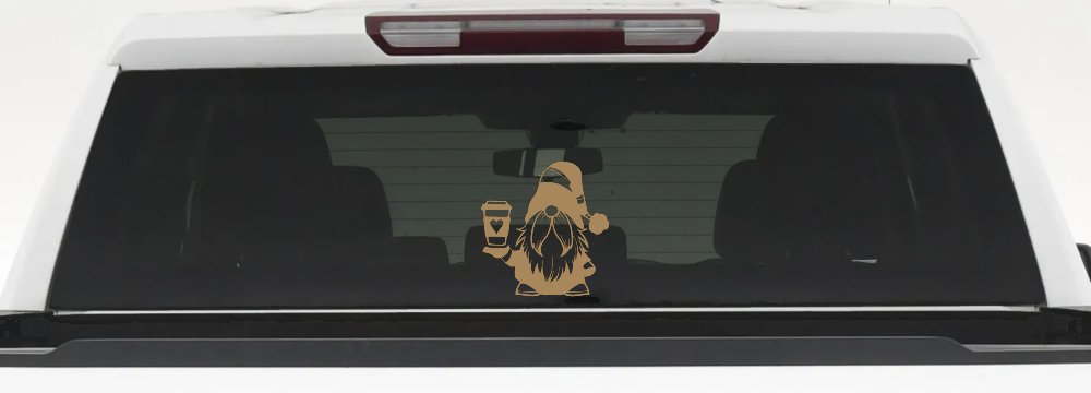 Gnome Love Coffee Heart Car or Truck Window Decal Sticker