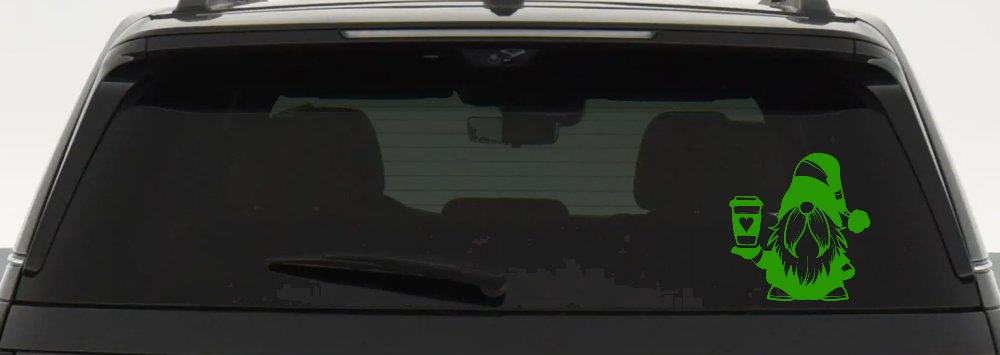 Gnome Love Coffee Heart Car or Truck Window Decal Sticker