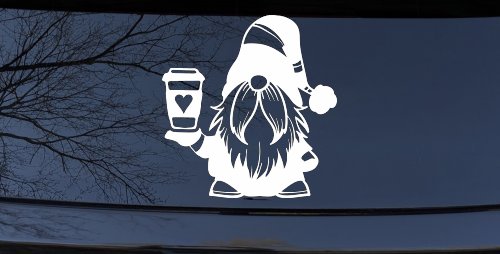 Gnome Love Coffee Heart Car or Truck Window Decal Sticker