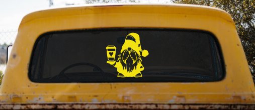 Gnome Love Coffee Heart Car or Truck Window Decal Sticker