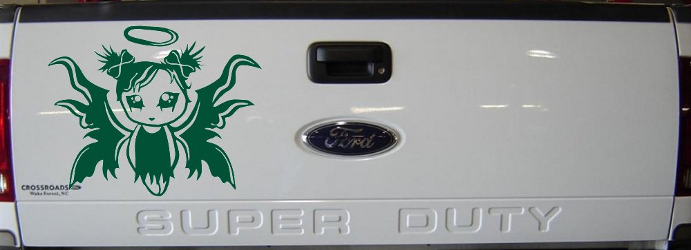 Gothic Girl Fallen Angel Gothic Halloween Car or Truck Window Decal Sticker (Dark Green)
