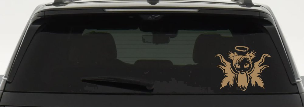 Gothic Girl Fallen Angel Gothic Halloween Car or Truck Window Decal Sticker (Light Brown)