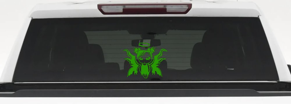 Gothic Girl Fallen Angel Gothic Halloween Car or Truck Window Decal Sticker (Lime)
