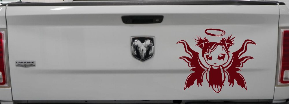 Gothic Girl Fallen Angel Gothic Halloween Car or Truck Window Vinyl Decal Sticker (Purple Red)