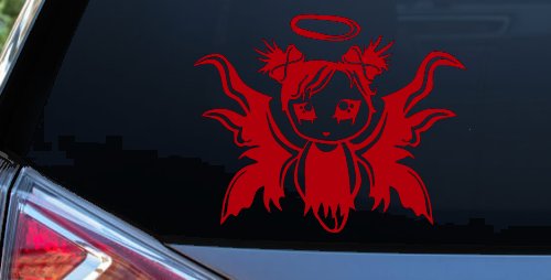 Gothic Girl Fallen Angel Gothic Halloween Car or Truck Window Decal Sticker (Red)