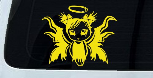 Gothic Girl Fallen Angel Gothic Halloween Car or Truck Window Decal Sticker (Yellow)