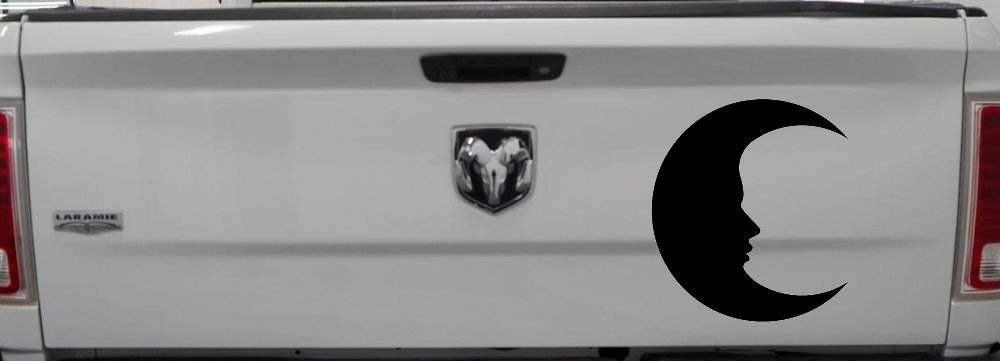 Man In The Moon Car or Truck Window Decal Sticker (Black)