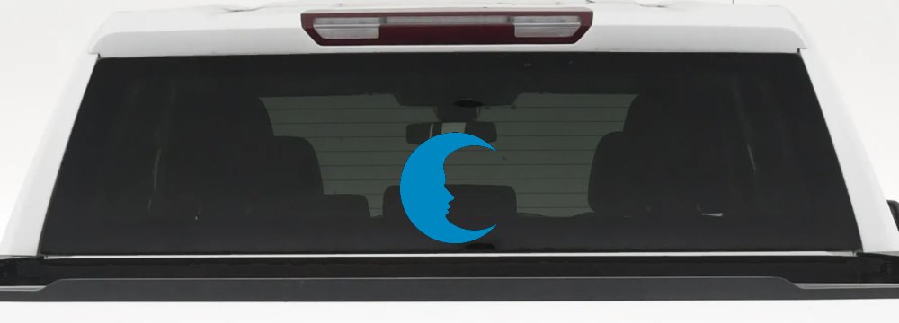 Man In The Moon Car or Truck Window Decal Sticker (Blue)