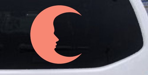 Man In The Moon Car or Truck Window Decal Sticker (Coral)