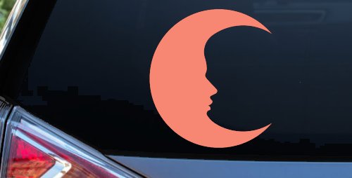 Man In The Moon Car or Truck Window Decal Sticker (Coral)