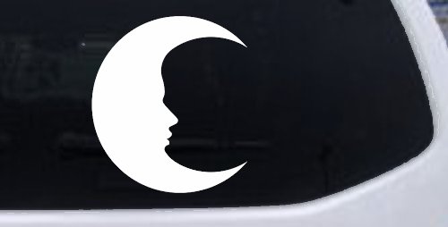 Man In The Moon Car or Truck Window Decal Sticker (White)