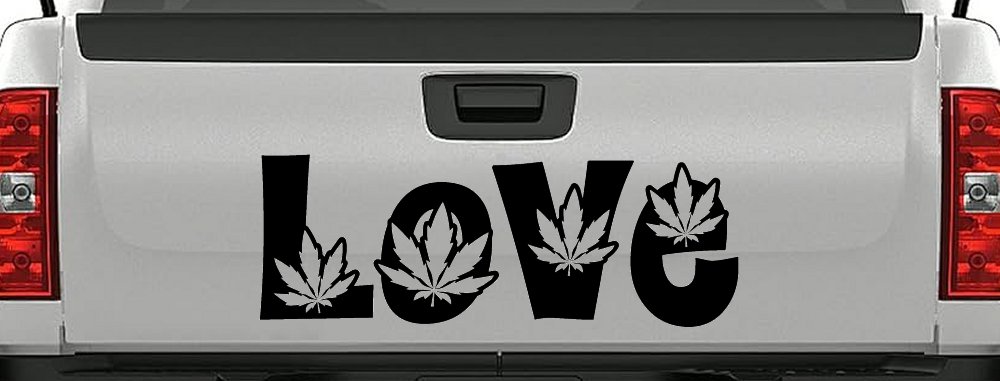 Love Marijuana Pot Leafs Car or Truck Window Decal Sticker