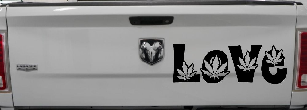 Love Marijuana Pot Leafs Car or Truck Window Decal Sticker