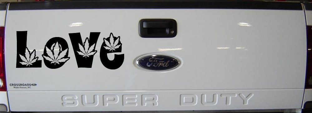 Love Marijuana Pot Leafs Car or Truck Window Decal Sticker (Black)