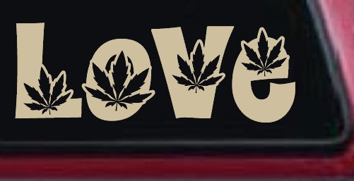 Love Marijuana Pot Leafs Car or Truck Window Decal Sticker