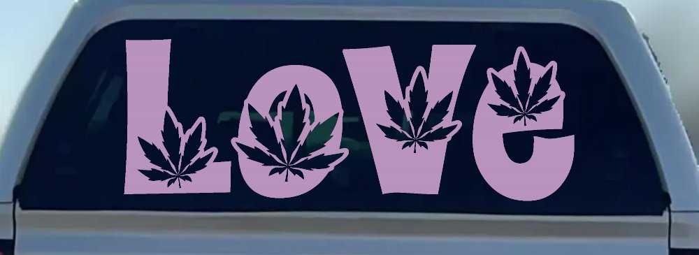 Love Marijuana Pot Leafs Car or Truck Window Decal Sticker (Lilac)
