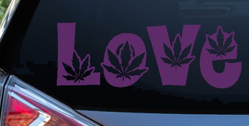 Love Marijuana Pot Leafs Car or Truck Window Vinyl Decal Sticker (Violet)