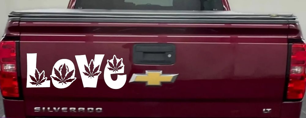 Love Marijuana Pot Leafs Car or Truck Window Decal Sticker (White)