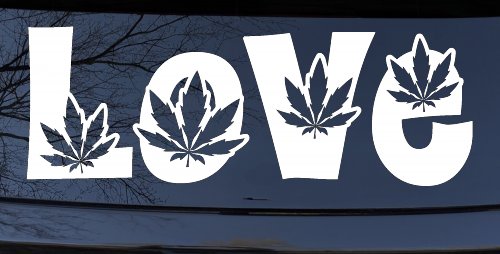 Love Marijuana Pot Leafs Car or Truck Window Decal Sticker
