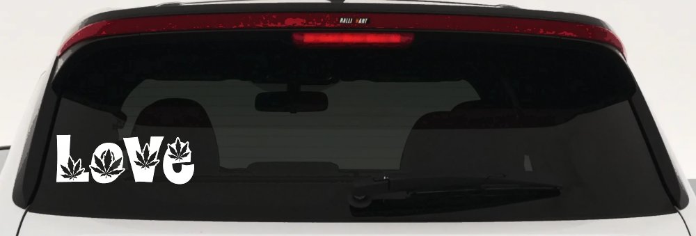 Love Marijuana Pot Leafs Car or Truck Window Decal Sticker (White)