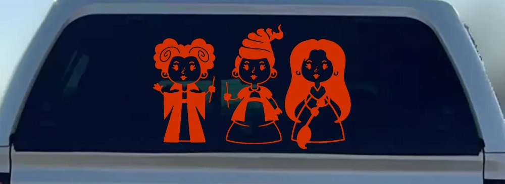 Baby Kid Sanderson Sisters Gothic Halloween Car or Truck Window Decal Sticker (Orange Red)