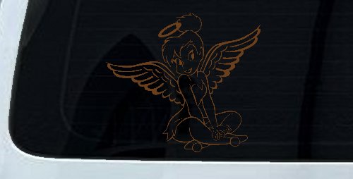 Tinkerbell Tinker Bell Angel with Halo Fairy Tale Cartoons Car or Truck Window Vinyl Decal Sticker (Copper)