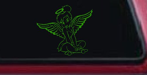 Tinkerbell Tinker Bell Angel with Halo Fairy Tale Cartoons Car or Truck Window Decal Sticker (Lime)
