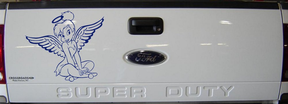 Tinkerbell Tinker Bell Angel with Halo Fairy Tale Cartoons Car or Truck Window Vinyl Decal Sticker (Navy)
