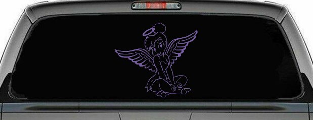 Tinkerbell Tinker Bell Angel with Halo Fairy Tale Cartoons Car or Truck Window Decal Sticker (Purple)