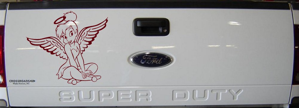 Tinkerbell Tinker Bell Angel with Halo Fairy Tale Cartoons Car or Truck Window Decal Sticker (Purple Red)