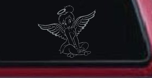Tinkerbell Tinker Bell Angel with Halo Fairy Tale Cartoons Car or Truck Window Decal Sticker (Telegrey)