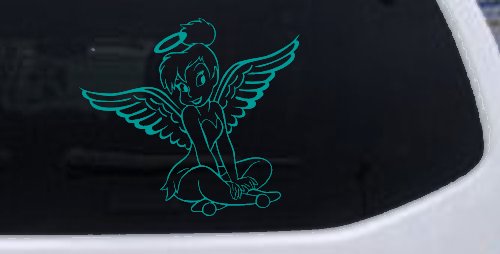 Tinkerbell Tinker Bell Angel with Halo Fairy Tale Cartoons Car or Truck Window Decal Sticker (Turquoise)