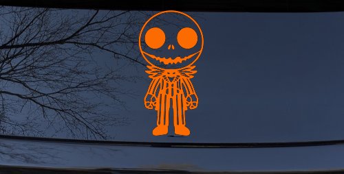 Baby Kid Jack Skellington Pumpkin King Gothic Halloween Car or Truck Window Decal Sticker (Orange)