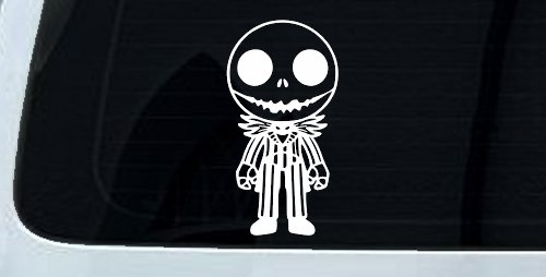 Baby Kid Jack Skellington Pumpkin King Gothic Halloween Car or Truck Window Vinyl Decal Sticker (White)