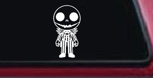 Baby Kid Jack Skellington Pumpkin King Gothic Halloween Car or Truck Window Vinyl Decal Sticker (White)