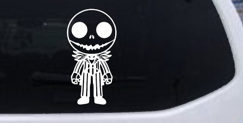 Baby Kid Jack Skellington Pumpkin King Gothic Halloween Car or Truck Window Decal Sticker (White)
