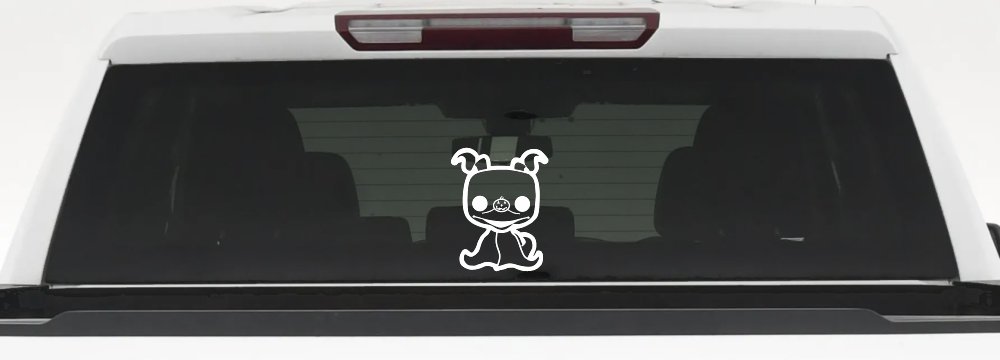 Baby Kid Puppy Dog Zero Nightmare Gothic Halloween Car or Truck Window Decal Sticker (White)
