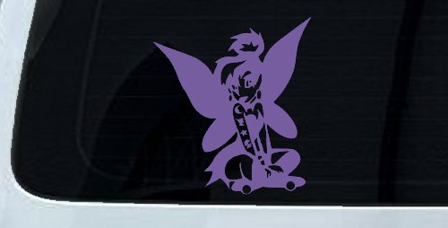 Goth Dark Tattooed Tinkerbell Tinker Bell Gothic Halloween Car or Truck Window Decal Sticker (Purple)