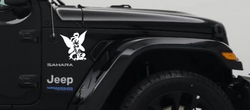 Goth Dark Tattooed Tinkerbell Tinker Bell Gothic Halloween Car or Truck Window Decal Sticker (White)